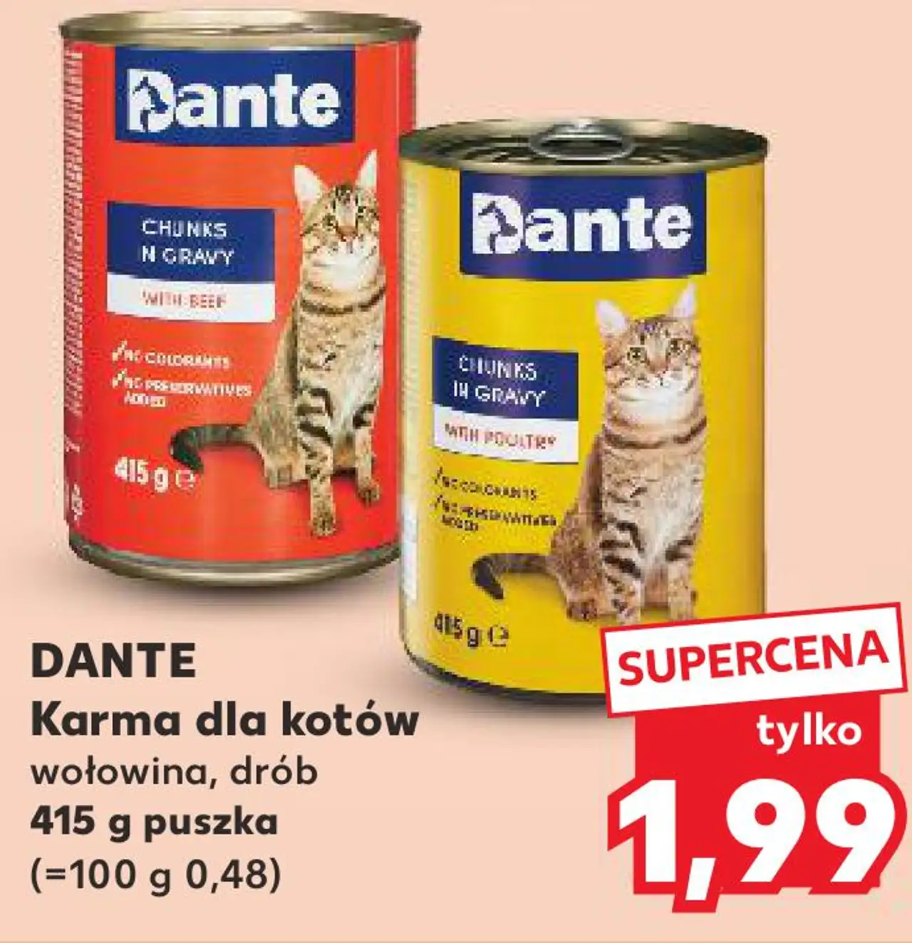Karma dla kotów wołowina, drób 415 g puszka