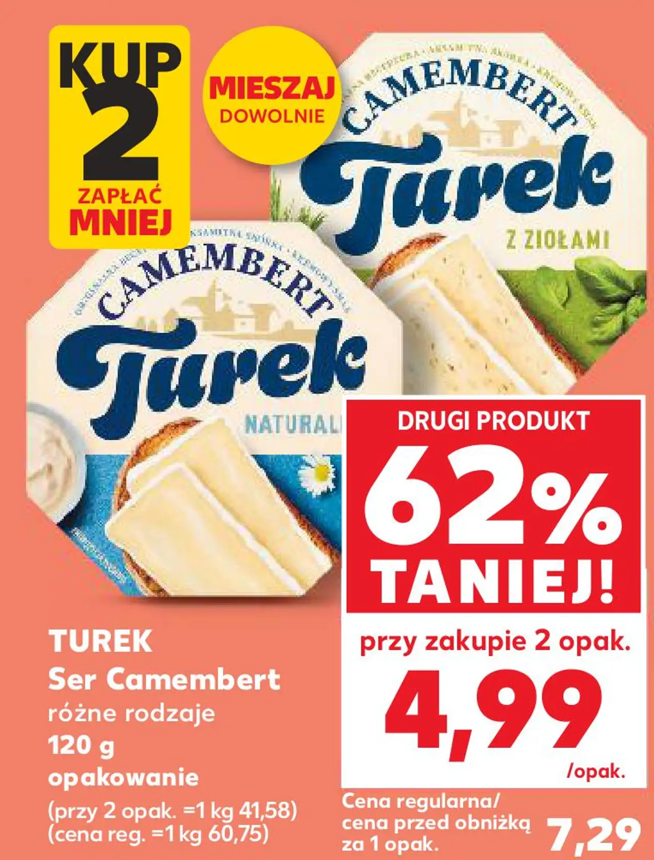 TUREK Ser Camembert różne rodzaje 120 g opakowanie