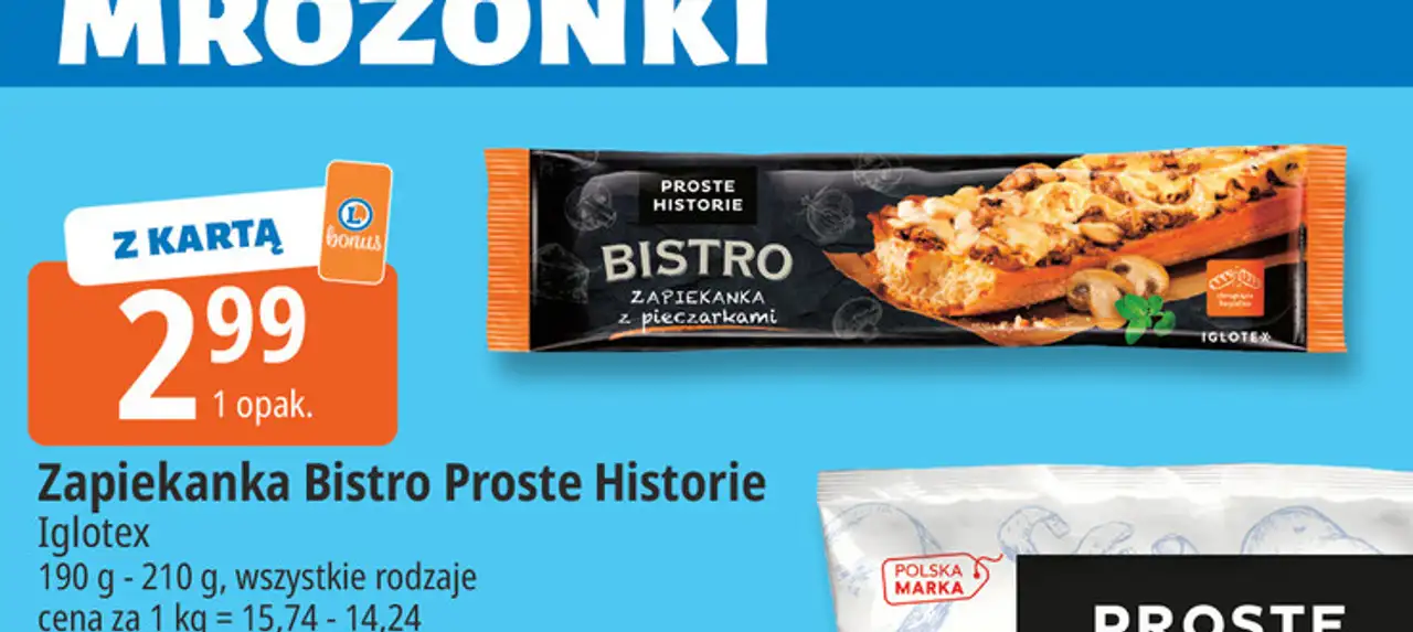 Zapiekanka z pieczarkami Iglotex Proste Historie Bistro
