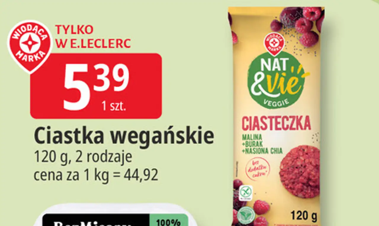 Ciasteczka malina-burak-nasiona chia Wiodąca Marka Nat & Vie