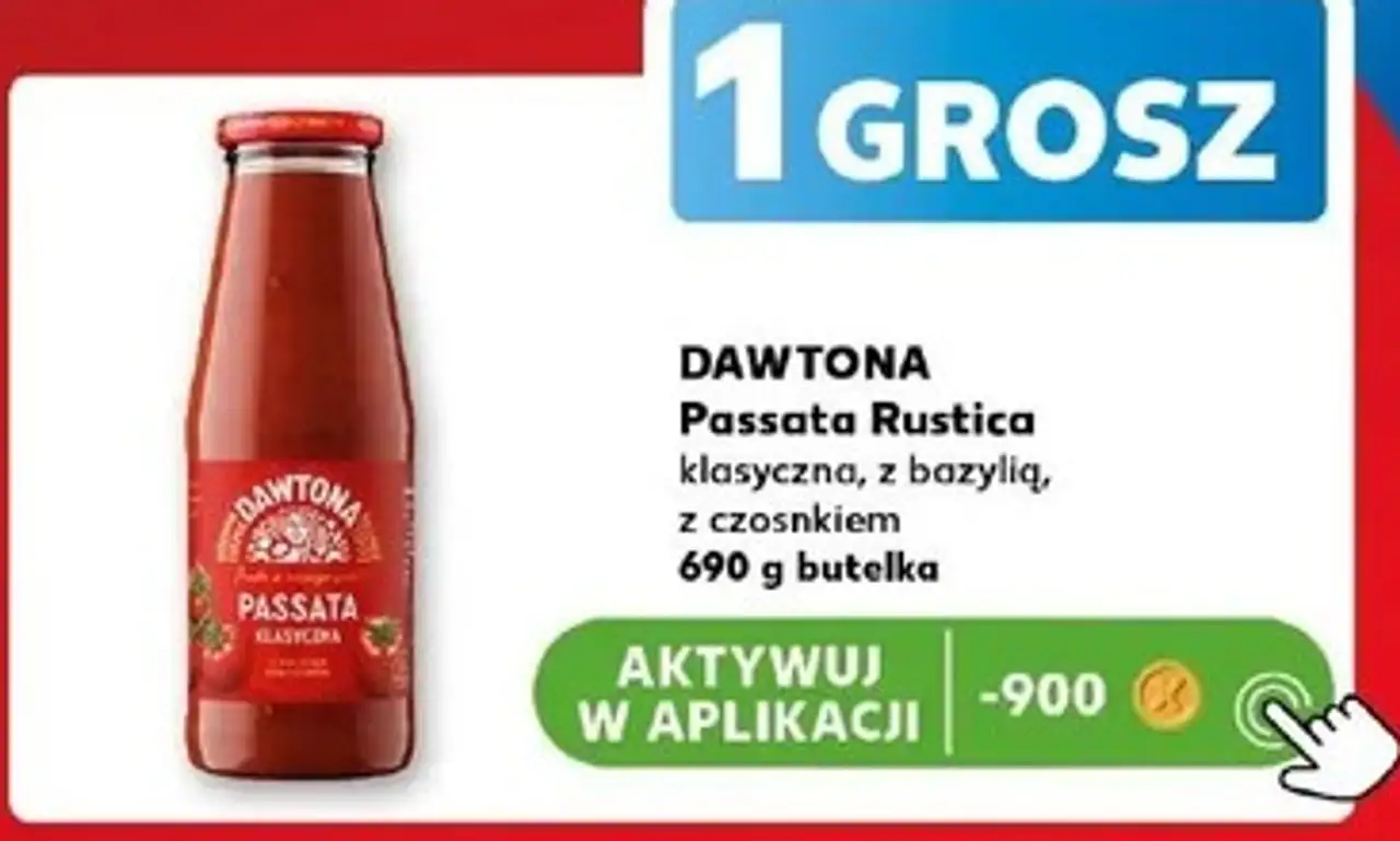 DAWTONA Passata Rustica klasyczna, z bazylią, z czosnkiem 690 g butelka