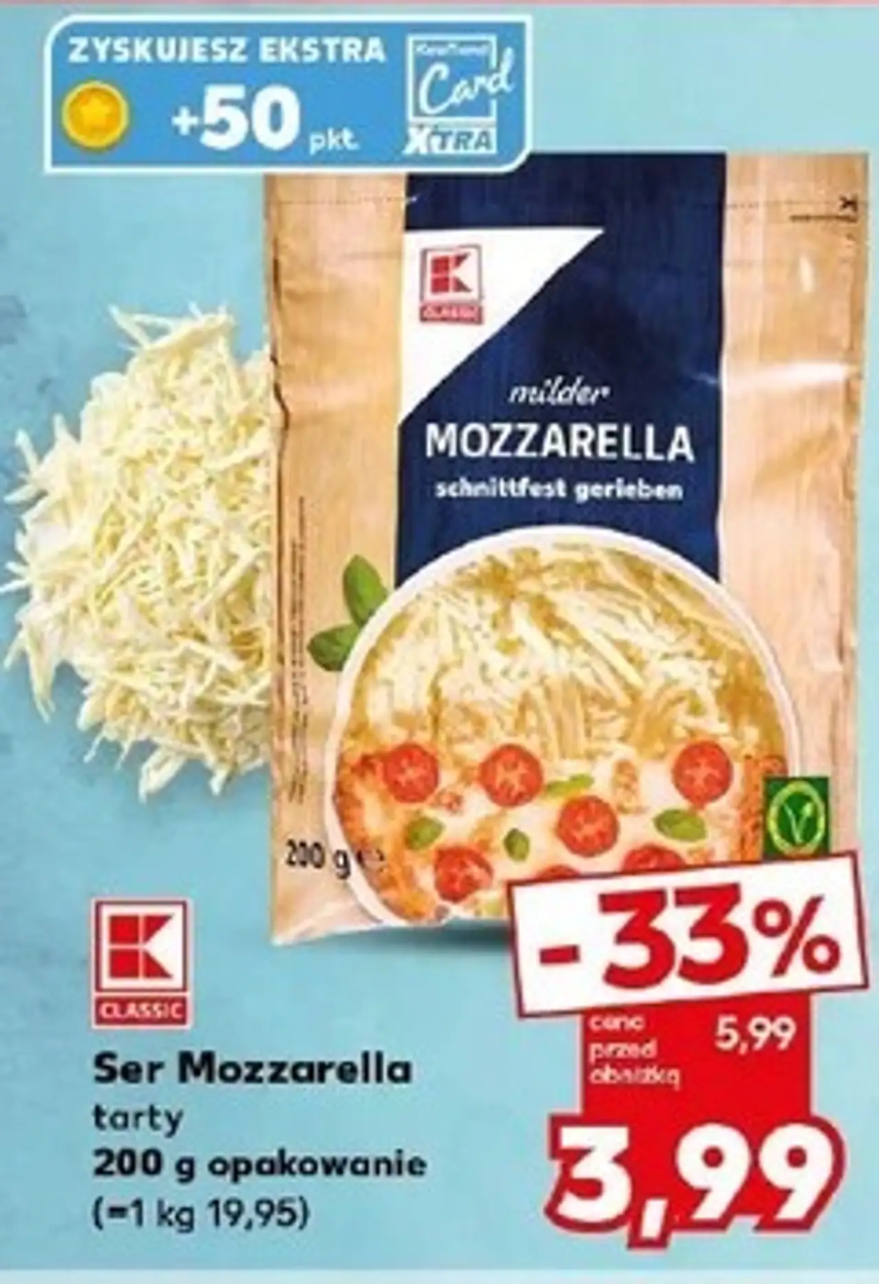 K-Classic Ser Mozzarella tarty 200 g opakowanie