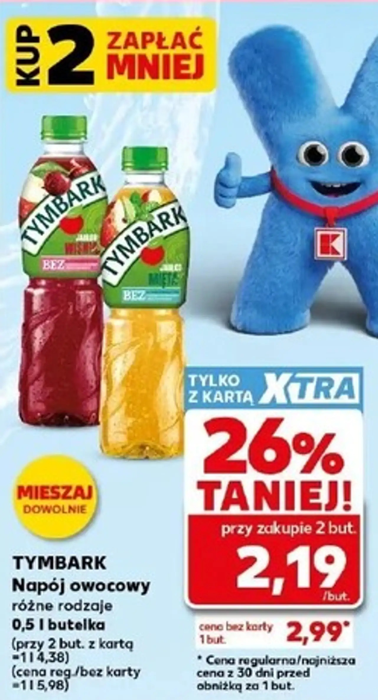 Tymbark Napój owocowy różne rodzaje 0,5 l butelka