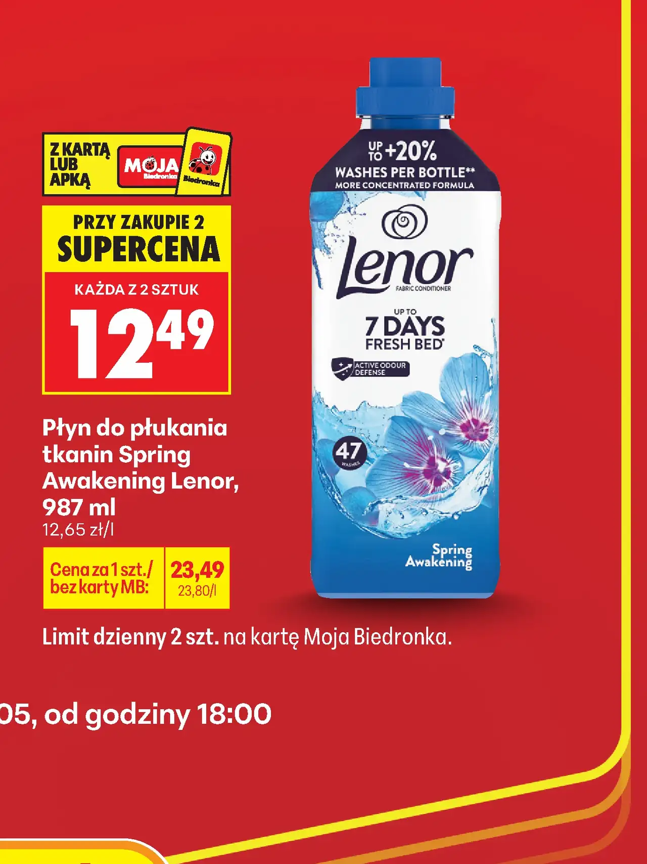 Płyn do płukania tkanin Spring Awakening Lenor, 987 ml