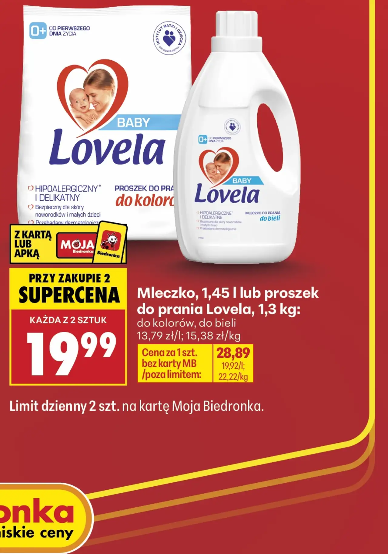 Mleczko 1,45 l lub proszek do prania Lovela 1,3 kg
