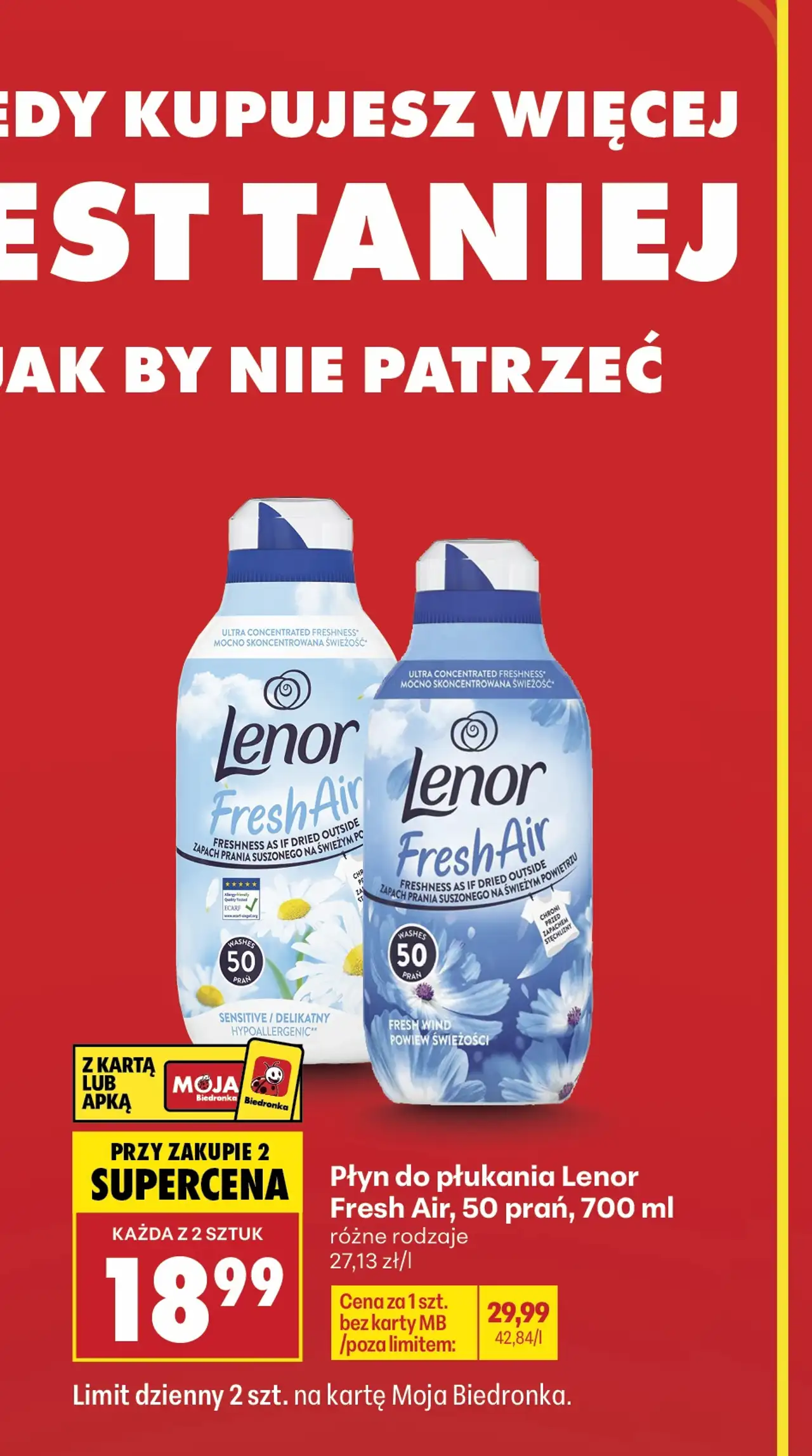 Płyn do płukania Lenor Fresh Air, 50 prań, 700 ml