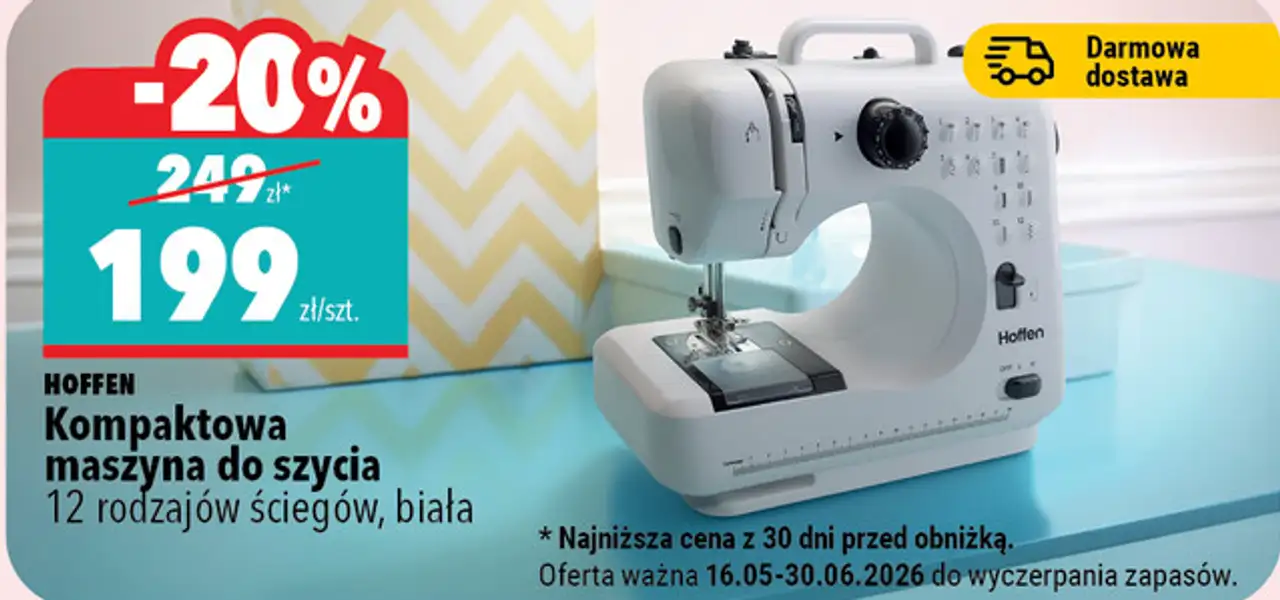 Kompaktowa maszyna do szycia 12 rodzajów ściegów, biała