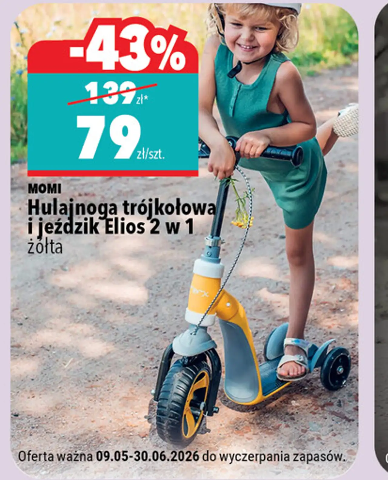 Hulajnoga trójkołowa i jeździk Elios 2 w 1 żółta