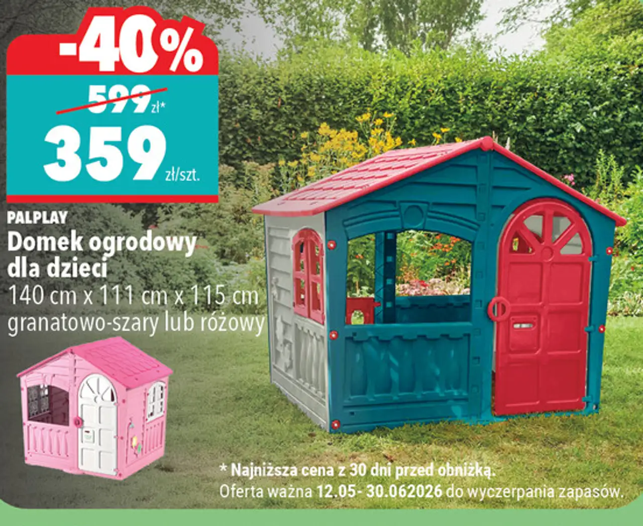 Domek ogrodowy dla dzieci 140 cm x 111 cm x 115 cm