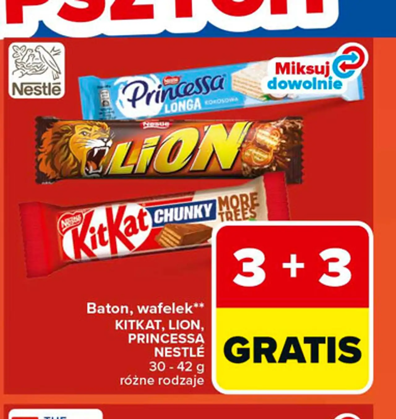 Baton, wafelek KITKAT, LION, PRINCESSA NESTLÉ