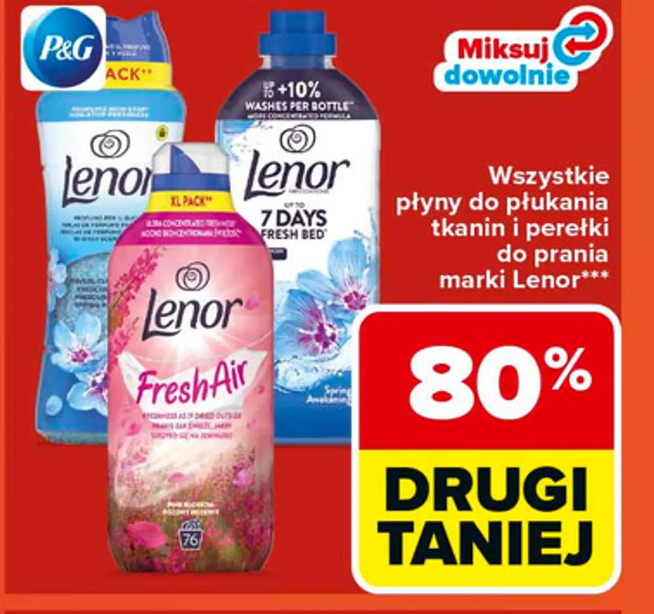 Wszystkie płyny do płukania tkanin i perełki do prania marki Lenor