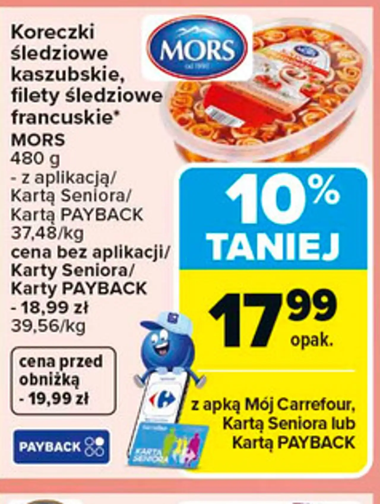 Koreczki śledziowe kaszubskie, filety śledziowe francuskie MORS 480 g