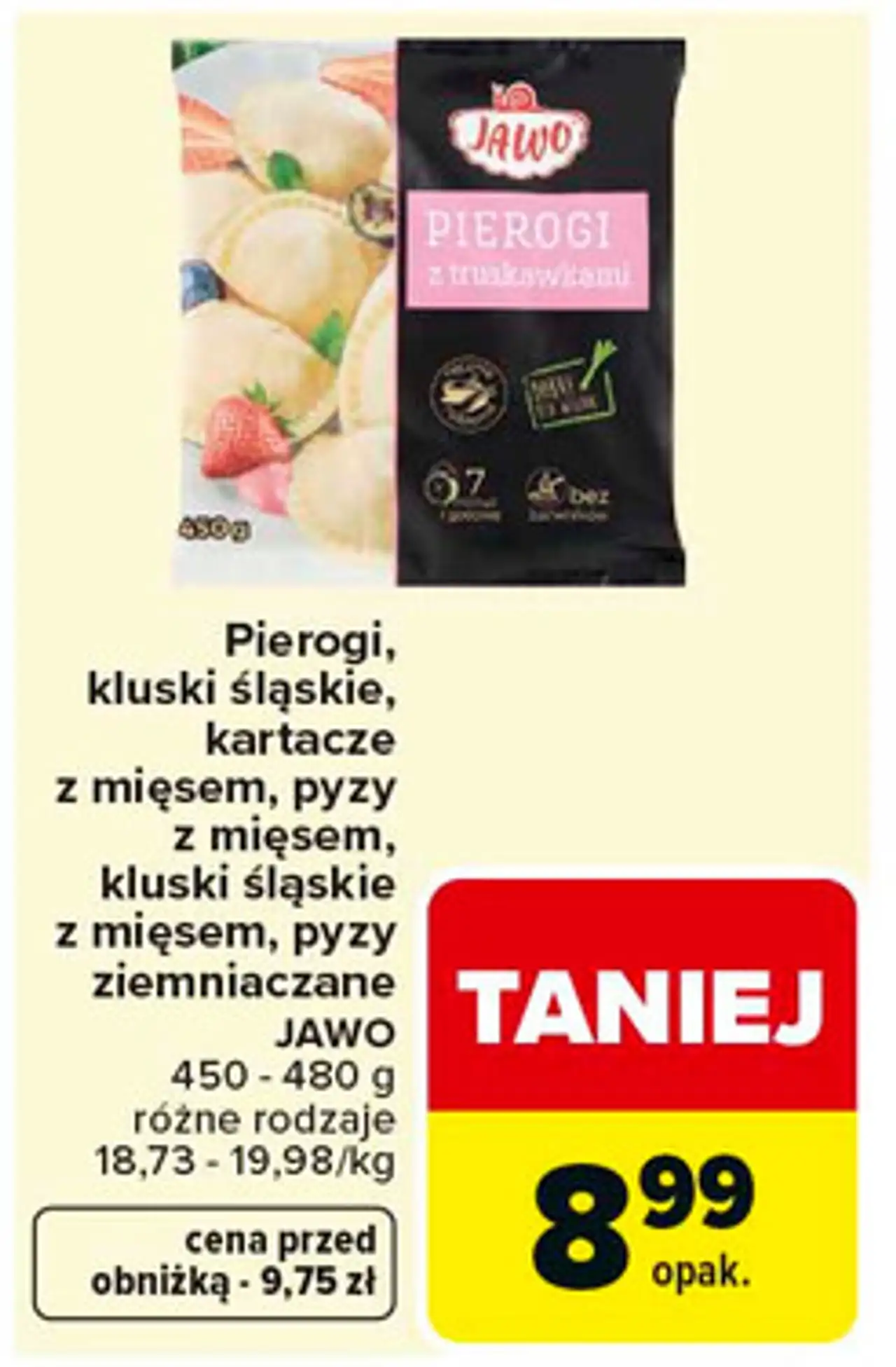 Pierogi, kluski śląskie, kartacze z mięsem, pyzy z mięsem, kluski śląskie z mięsem, pyzy ziemniaczane JAWO