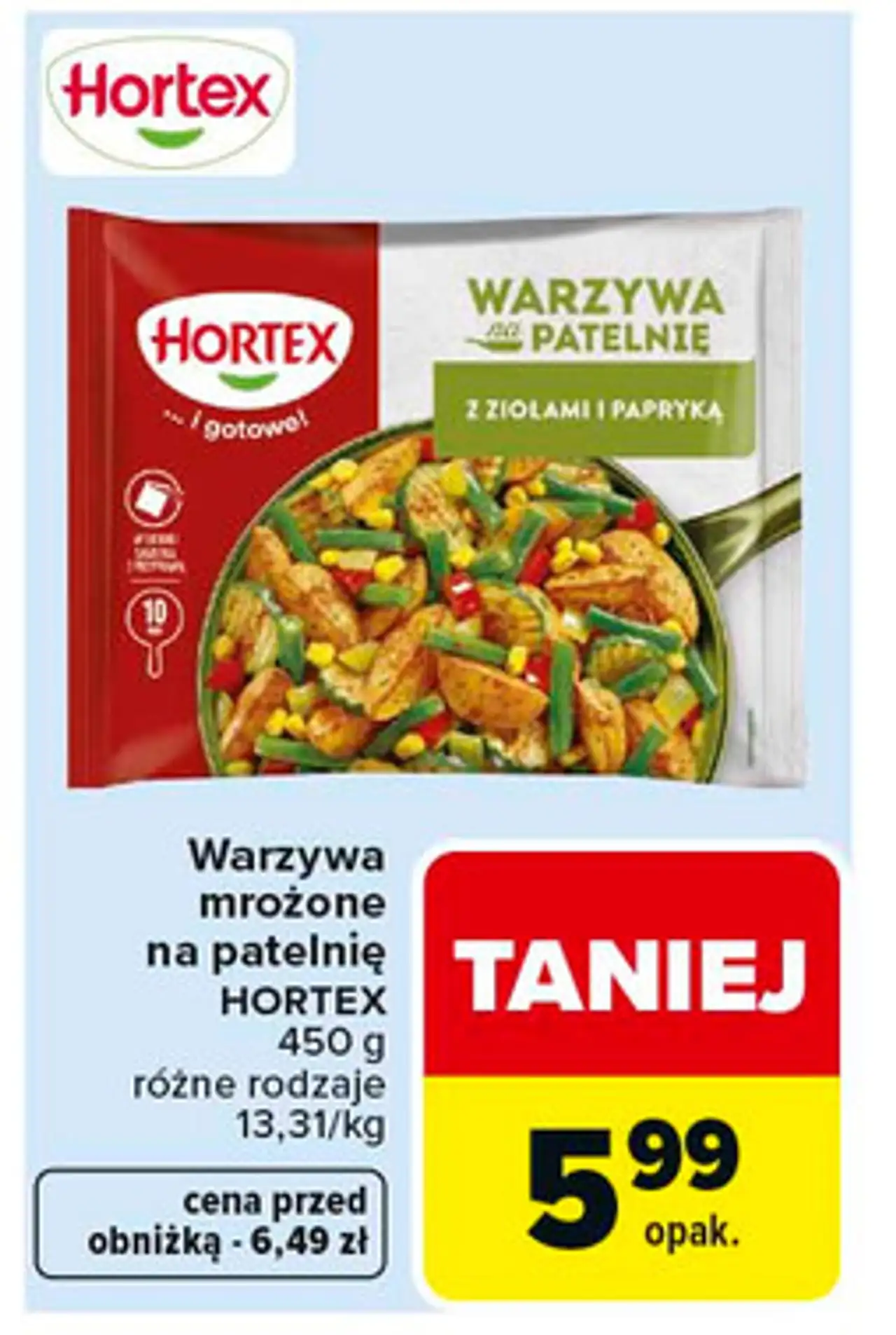 Warzywa mrożone na patelnię HORTEX 450 g różne rodzaje