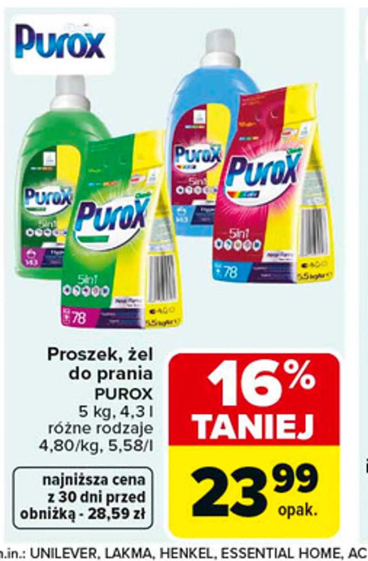 Proszek, żel do prania PUROX