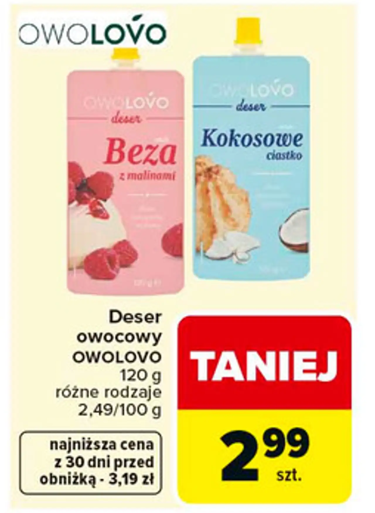 Deser owocowy OWOLOVO 120 g różne rodzaje