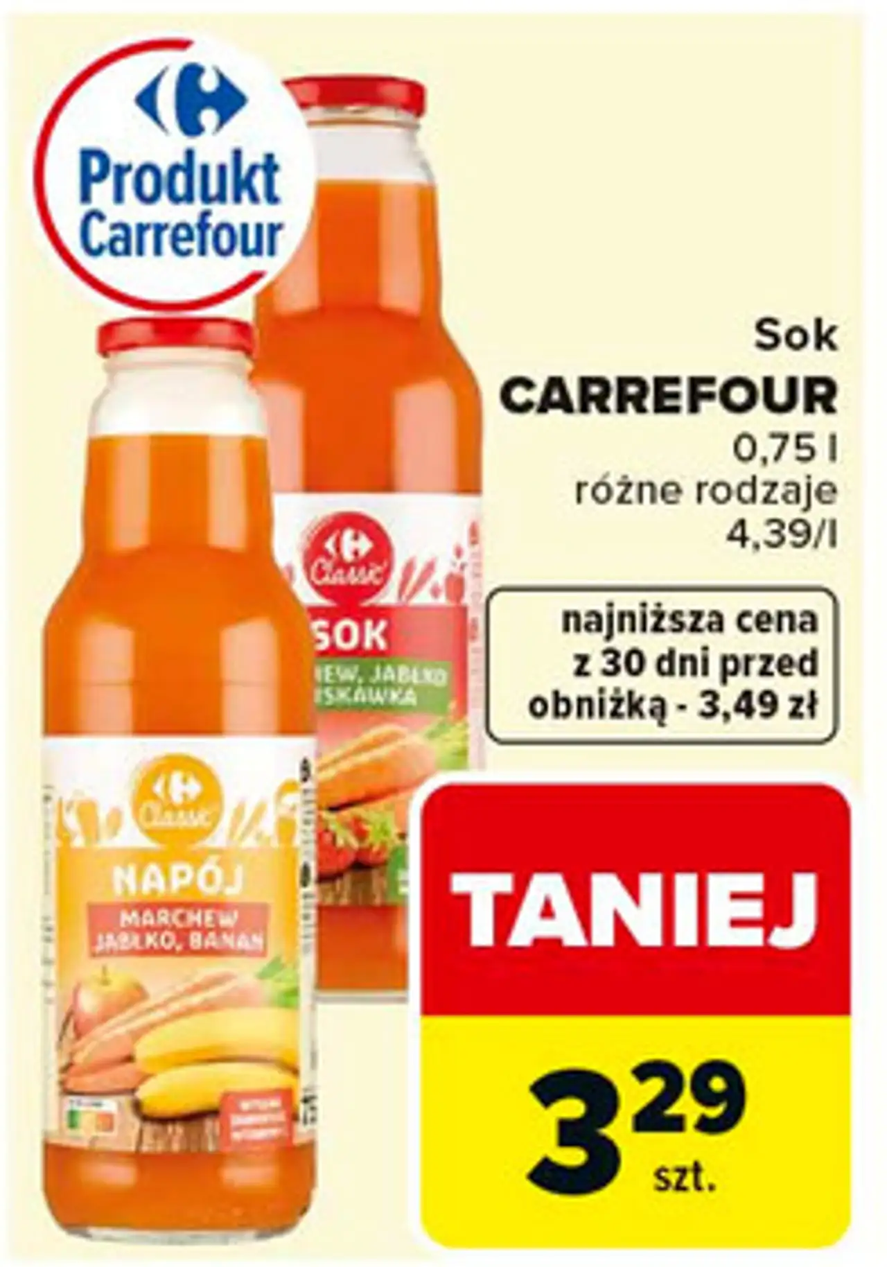 Sok CARREFOUR 0,75 l różne rodzaje