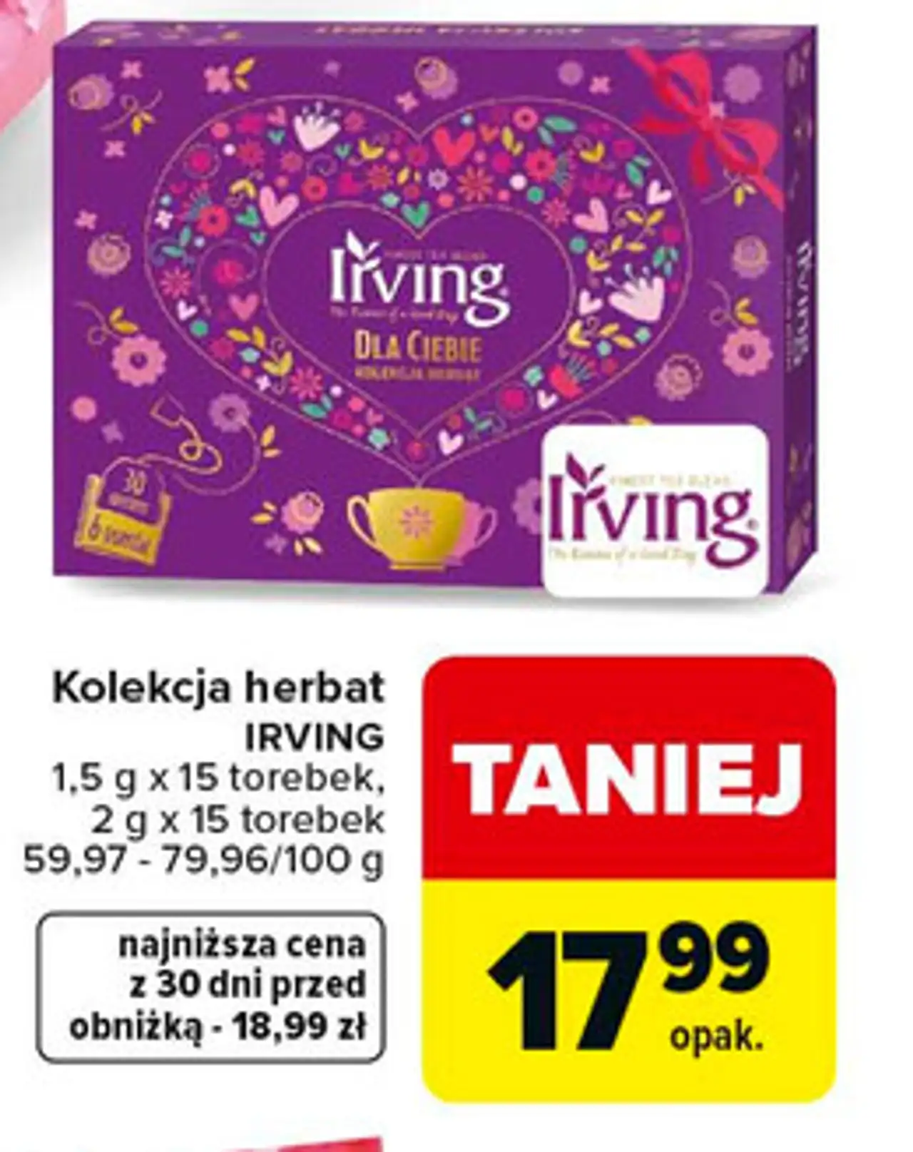 Kolekcja herbat IRVING 1,5 g x 15 torebek, 2 g x 15 torebek
