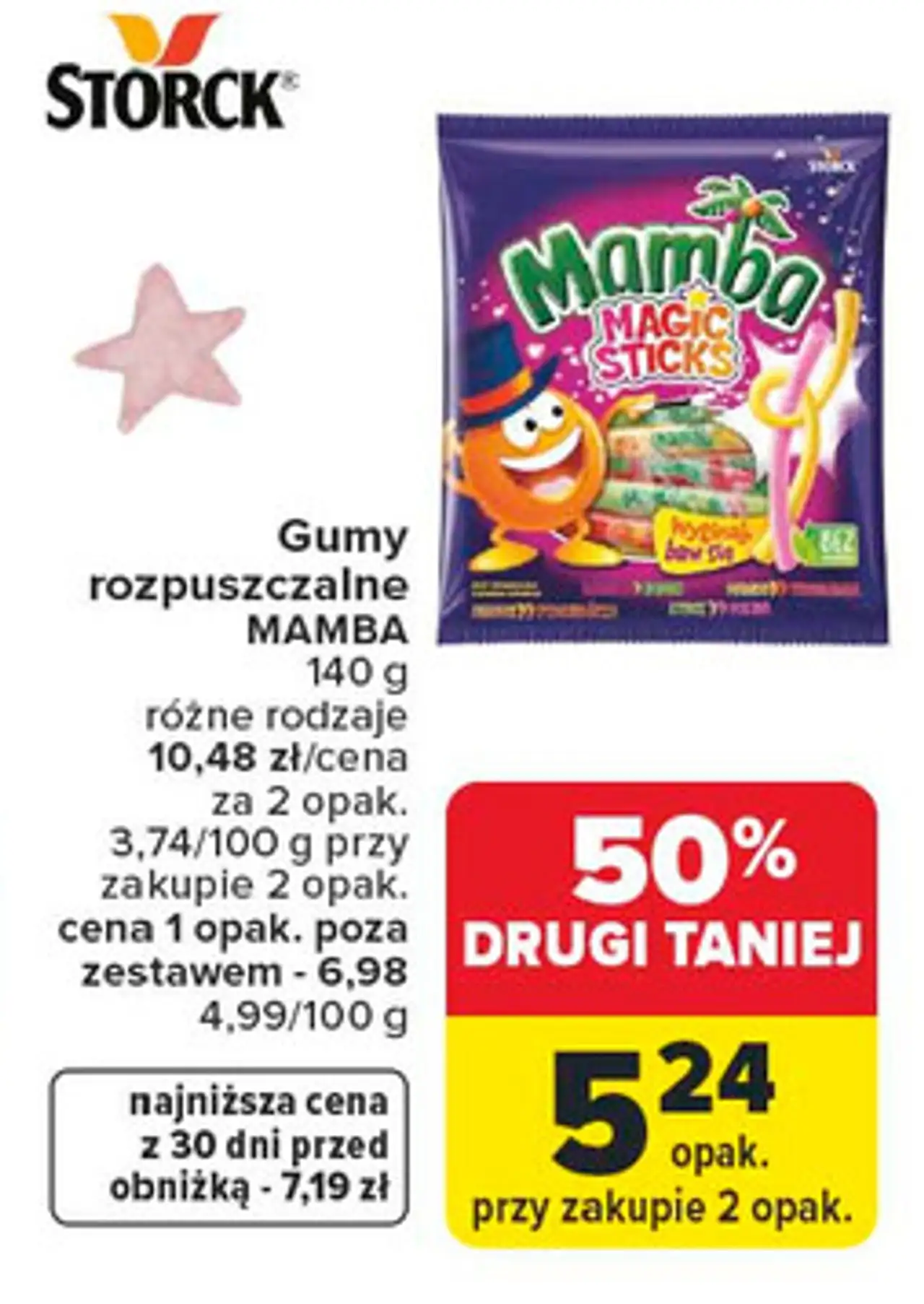Guma rozpuszczalna owocowa Mamba Magic Sticks