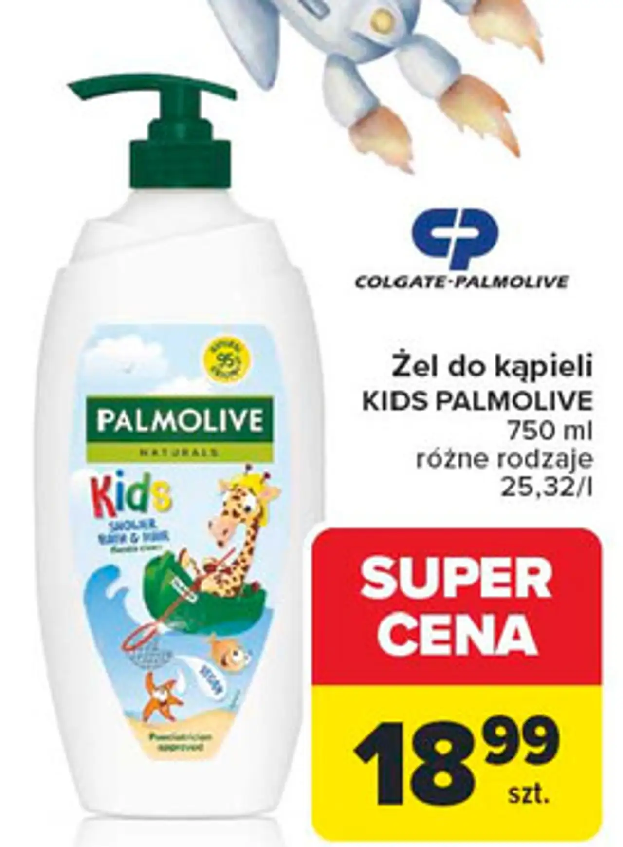 Żel pod prysznic i do kąpieli dla dzieci żyrafa Palmolive Naturals