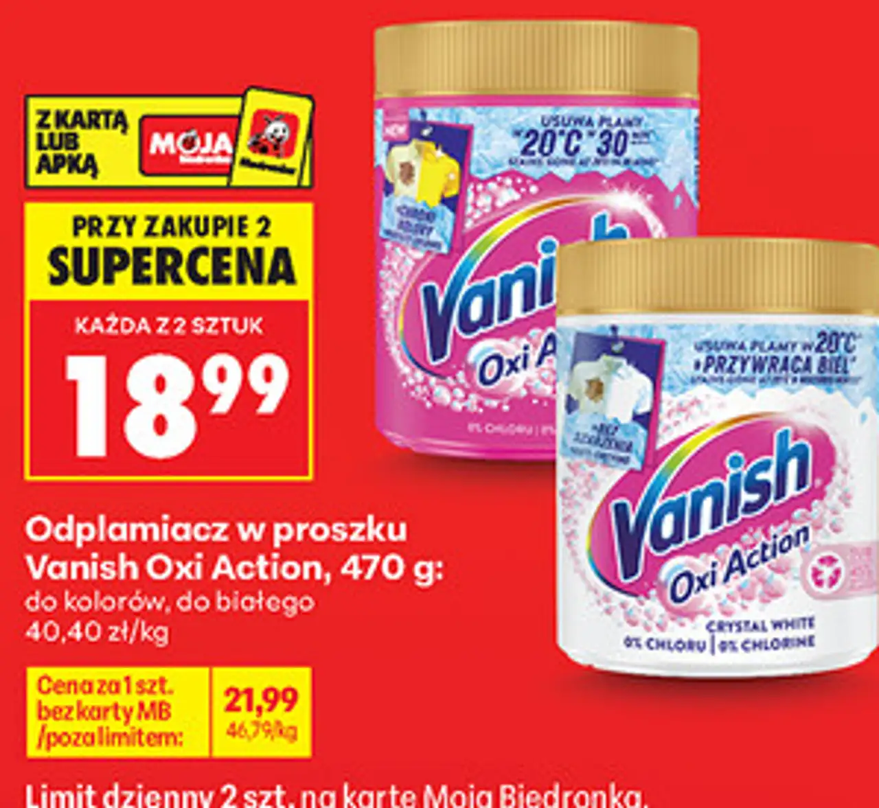 Odplamiacz w proszku Vanish Oxi Action, 470 g