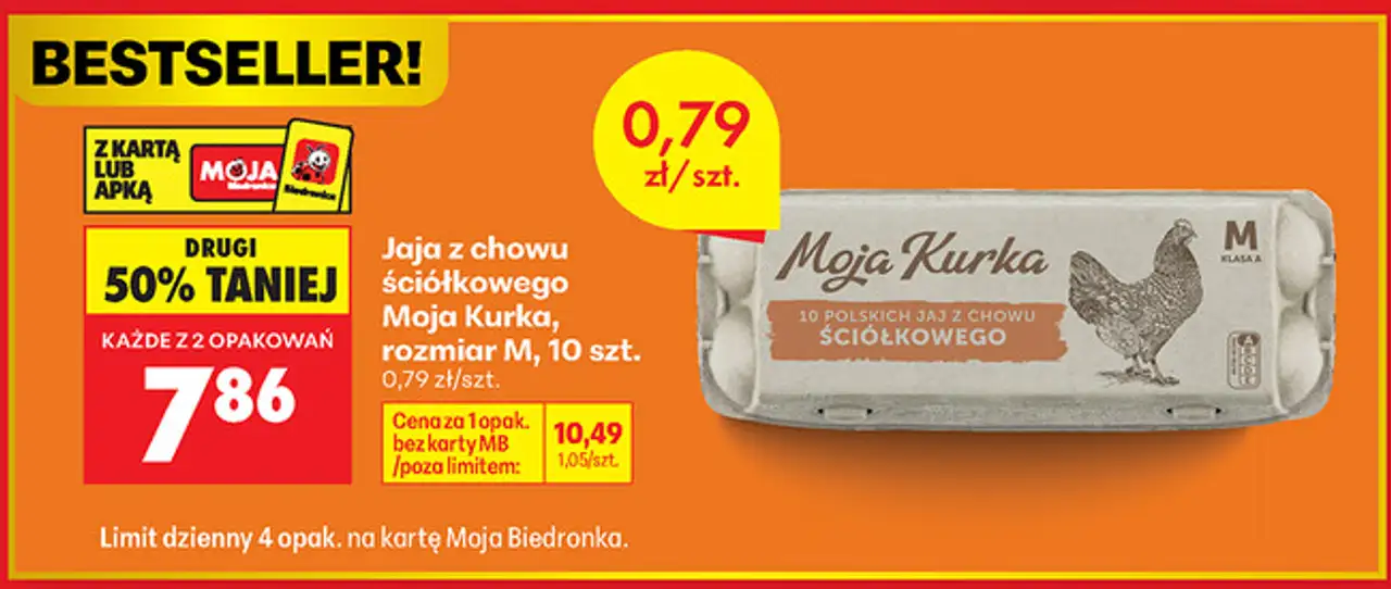 Jaja z chowu ściółkowego Moja Kurka, rozmiar M, 10 szt.
