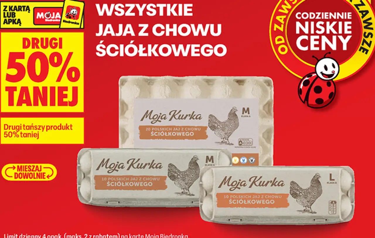 Wszystkie jaja z chowu ściółkowego Moja Kurka drugi 50% taniej