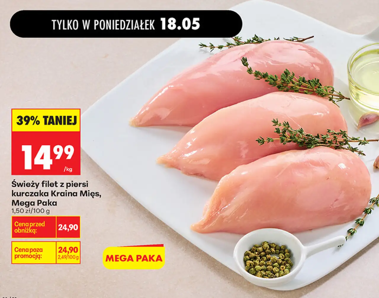 Świeży filet z piersi kurczaka Kraina Mięs, Mega Paka