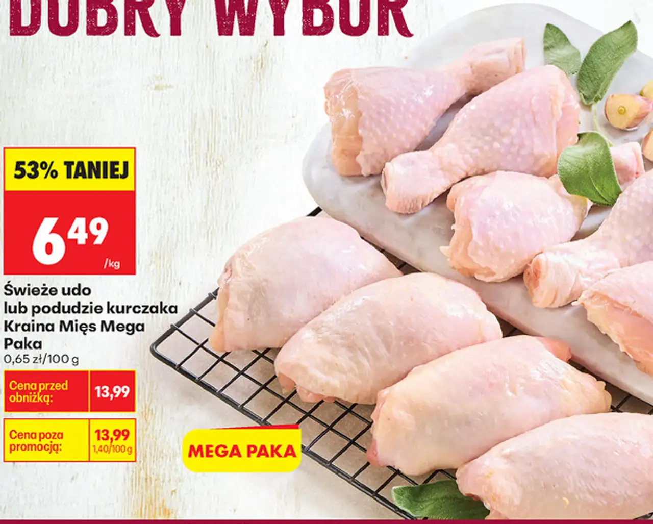 Świeże udo lub podudzie kurczaka Kraina Mięs Mega Paka