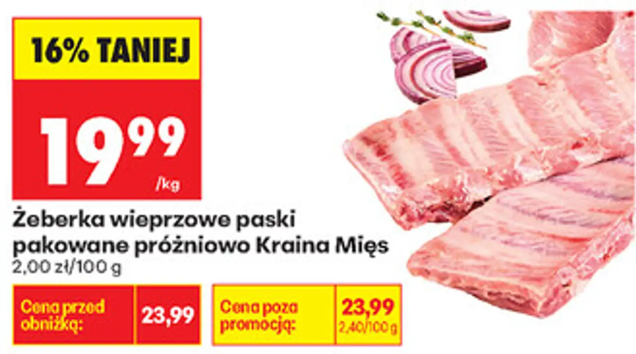 Żeberka wieprzowe paski pakowane próżniowo Kraina Mięs