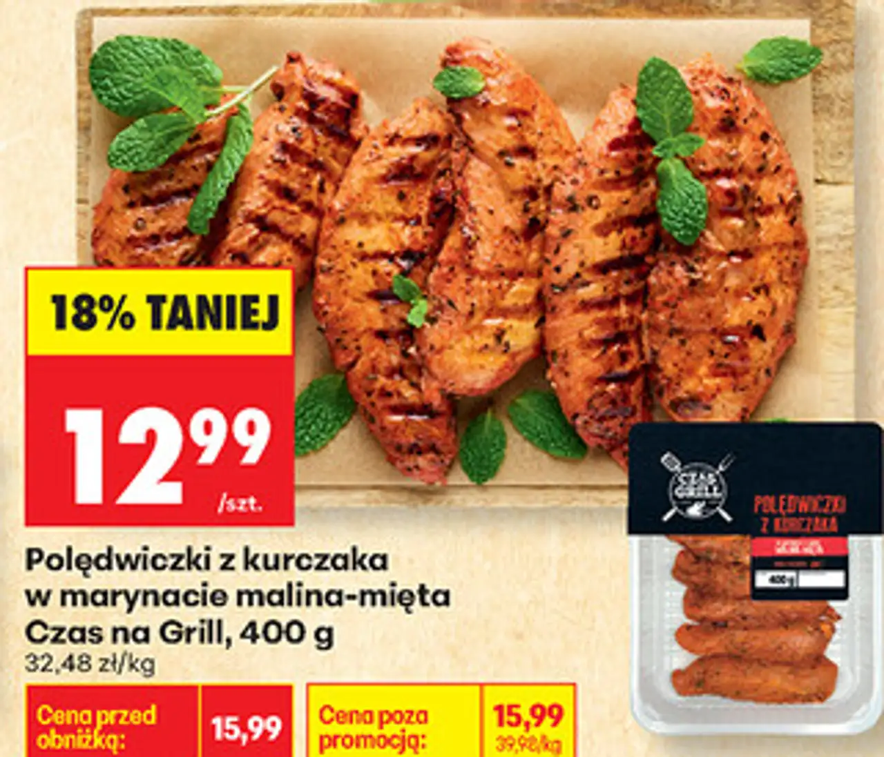 Polędwiczki z kurczaka w marynacie malina-mięta Czas na Grill, 400 g