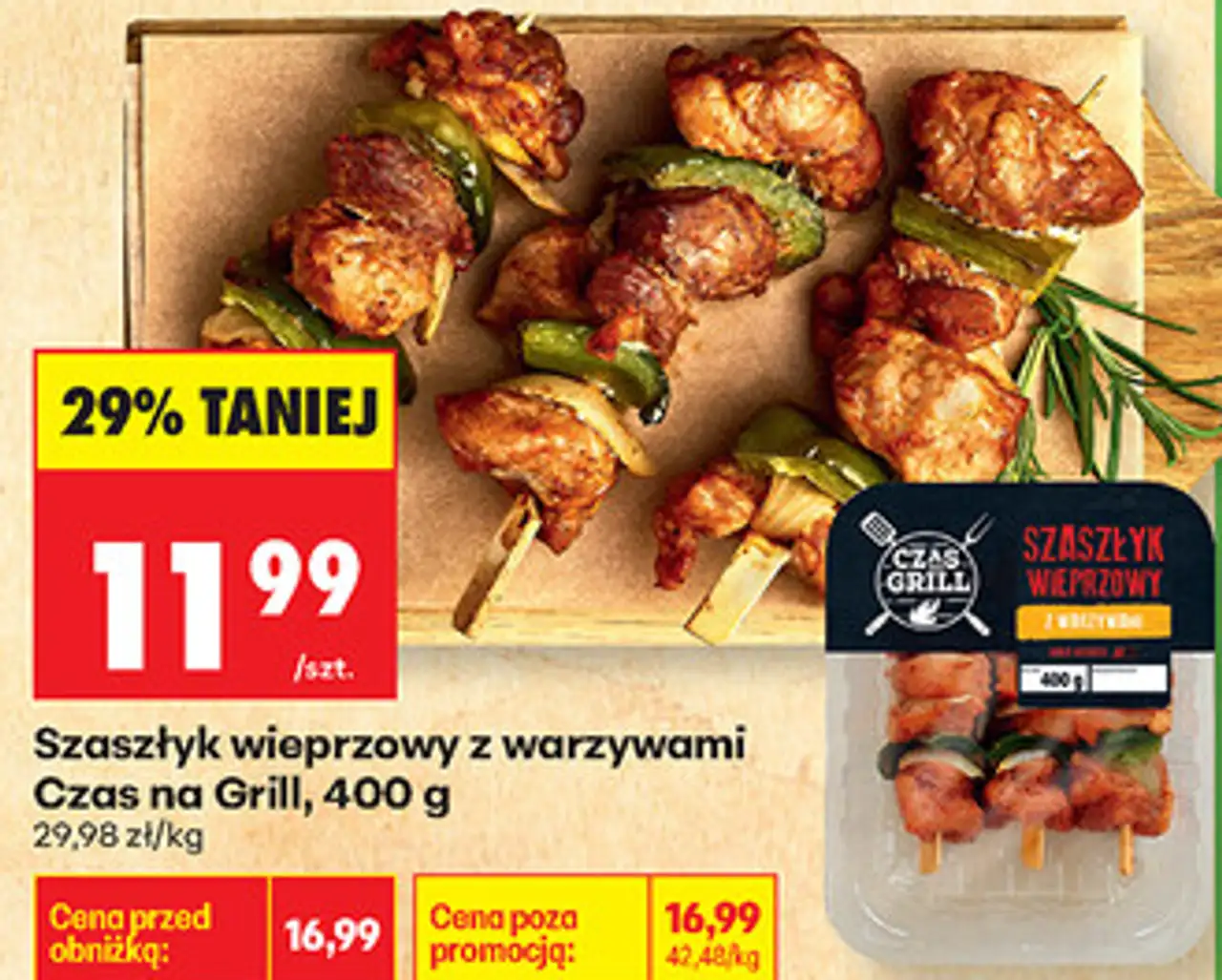Szaszłyk wieprzowy z warzywami Czas na Grill, 400 g