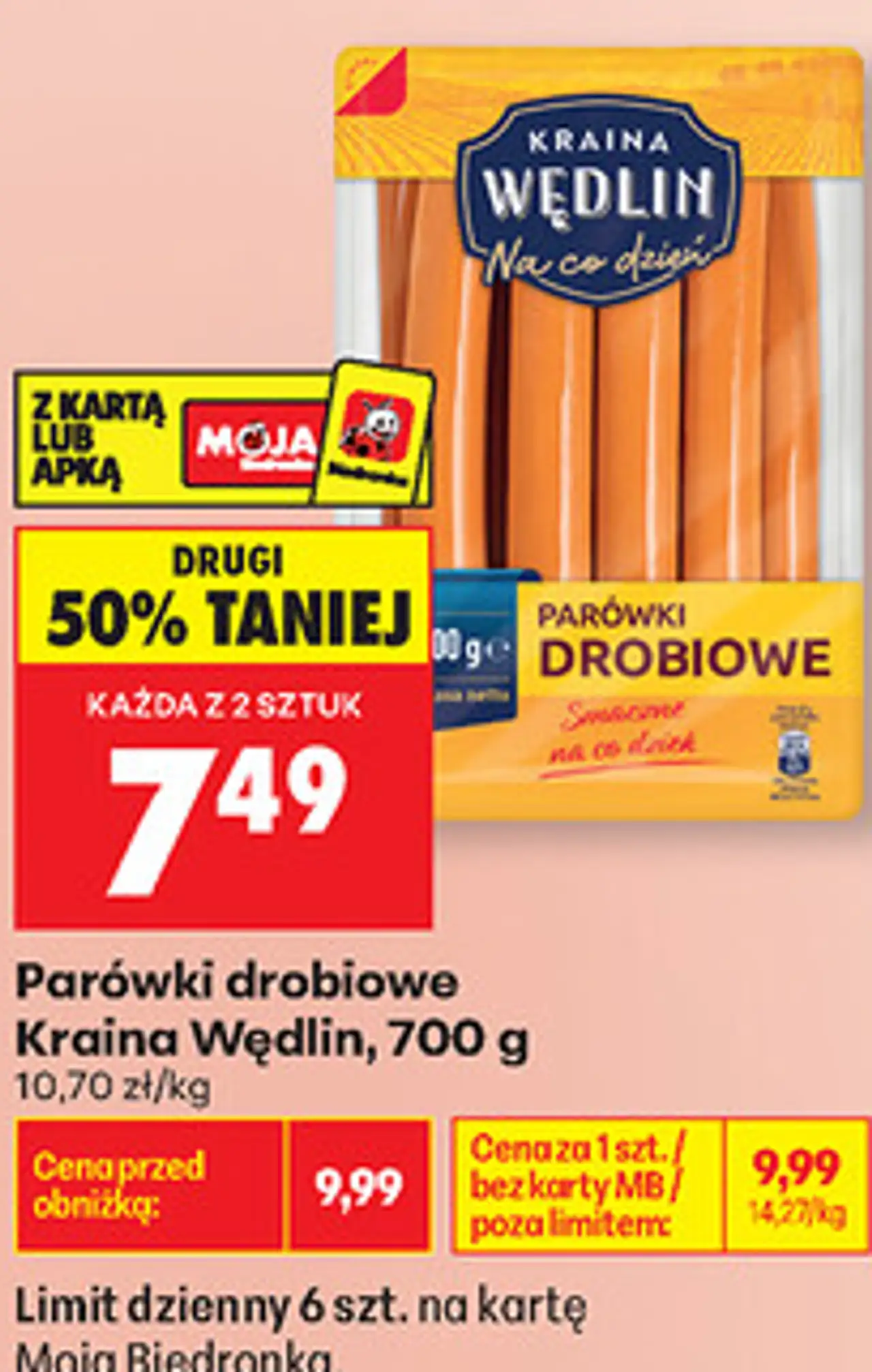 Parówki drobiowe Kraina Wędlin, 700 g
