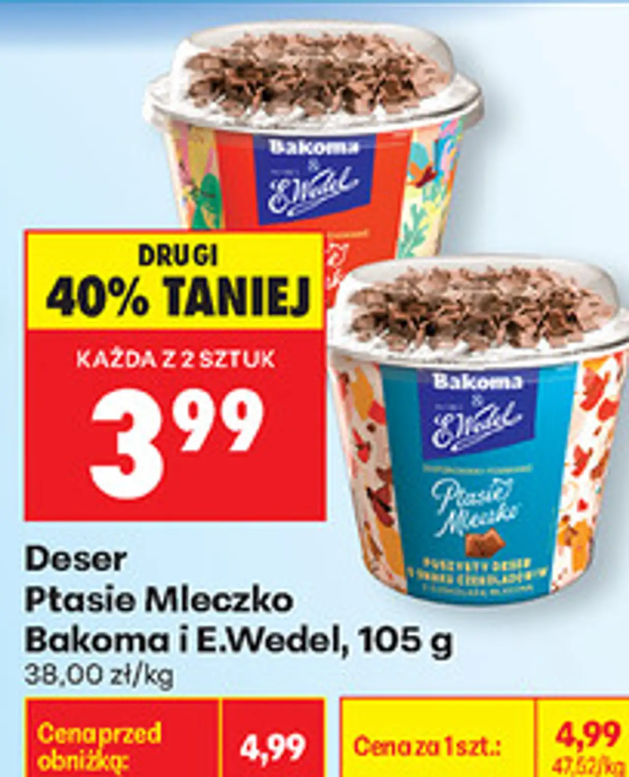Deser Ptasie Mleczko Bakoma i E.Wedel, 105 g