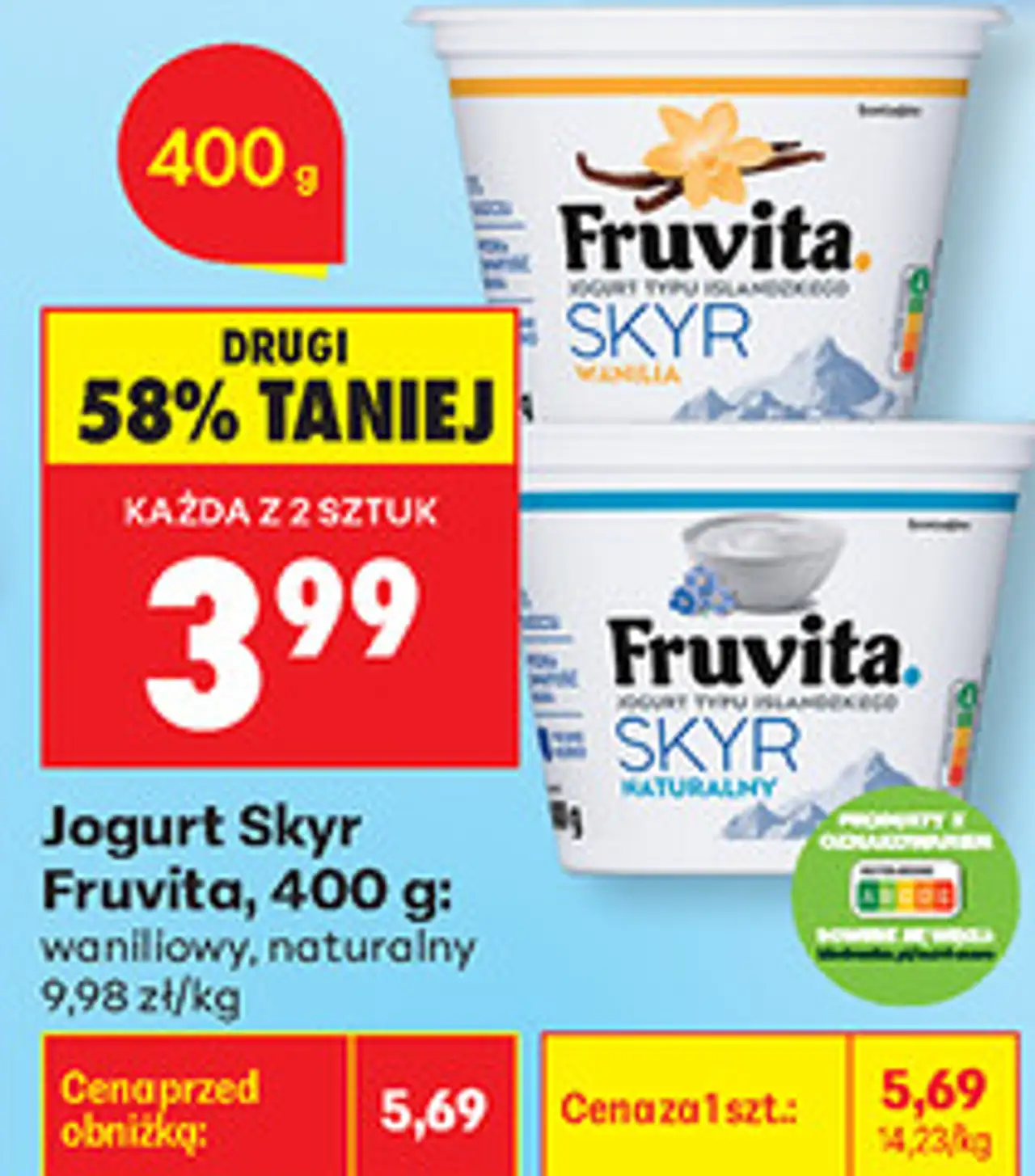Jogurt Skyr Fruvita, 400 g: waniliowy, naturalny