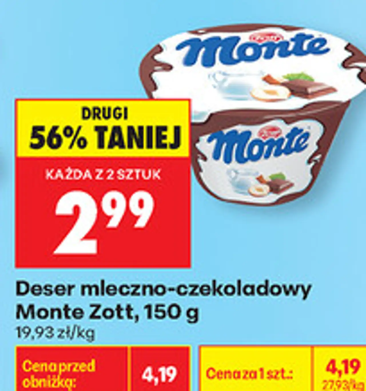 Deser mleczno-czekoladowy Monte Zott, 150 g