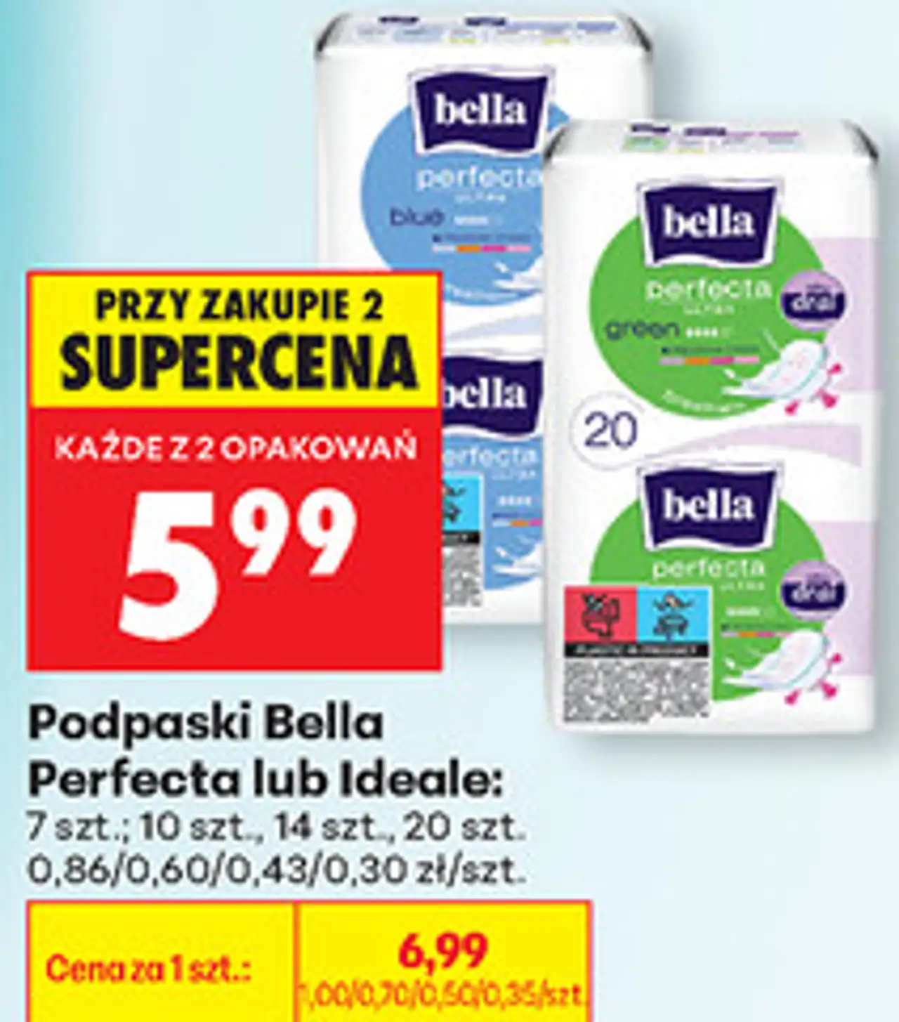 Podpaski Bella Perfecta lub Ideale: 7 szt., 10 szt., 14 szt., 20 szt.