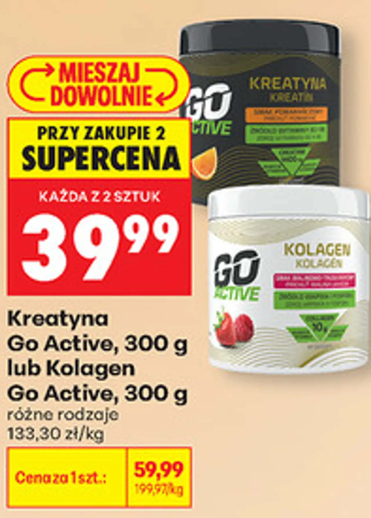 Kreatyna Go Active, 300 g lub Kolagen Go Active, 300 g