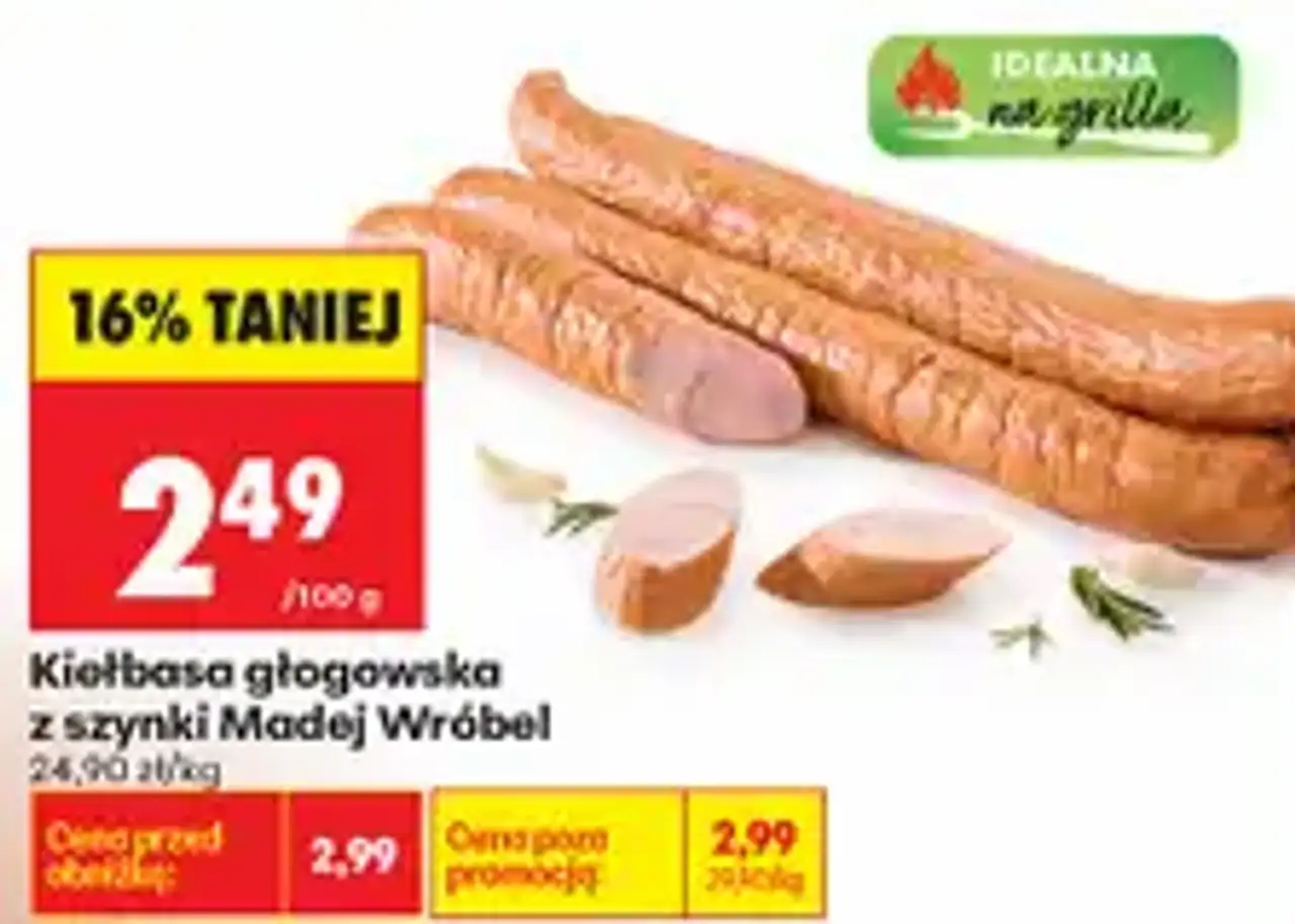 Kiełbasa głogowska z szynki Madej Wróbel