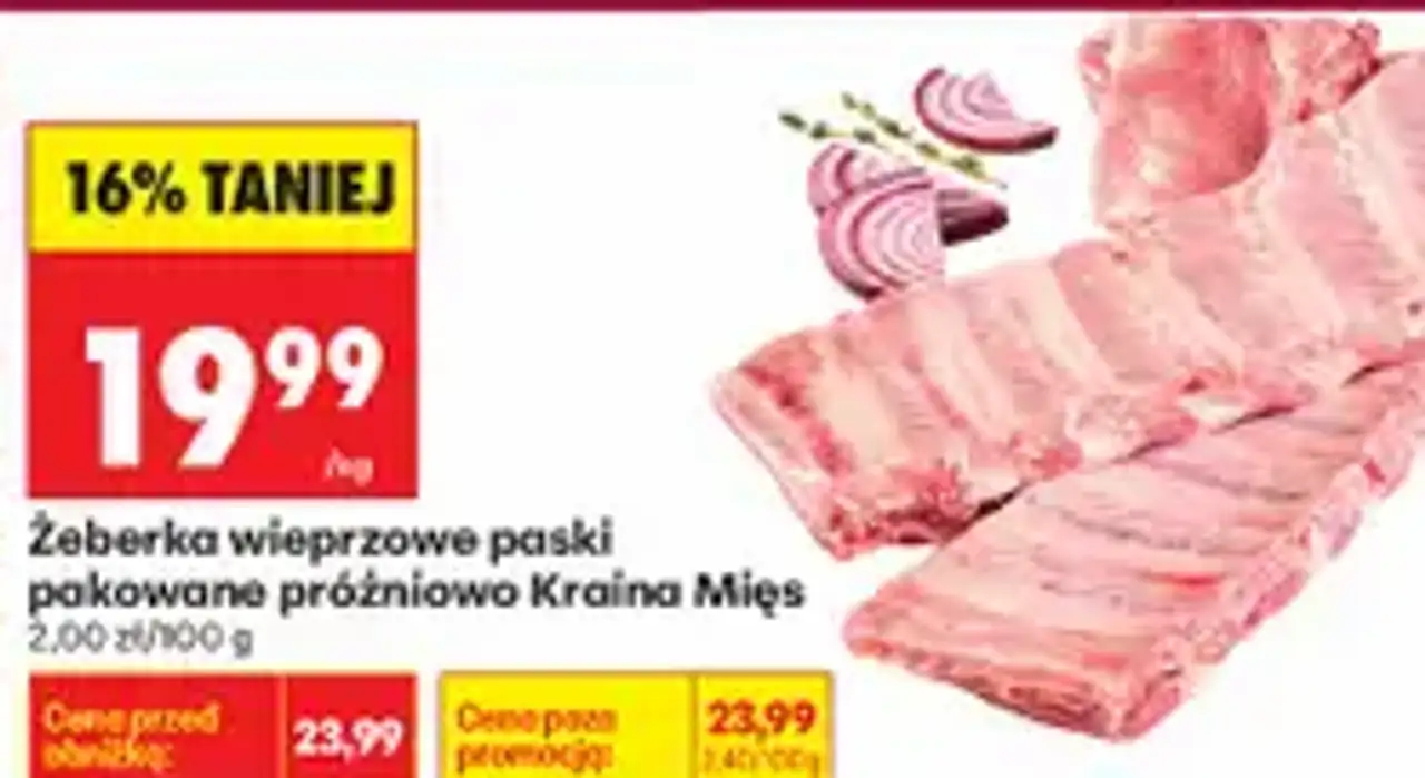 Żeberka wieprzowe paski pakowane próżniowo Kraina Mięs