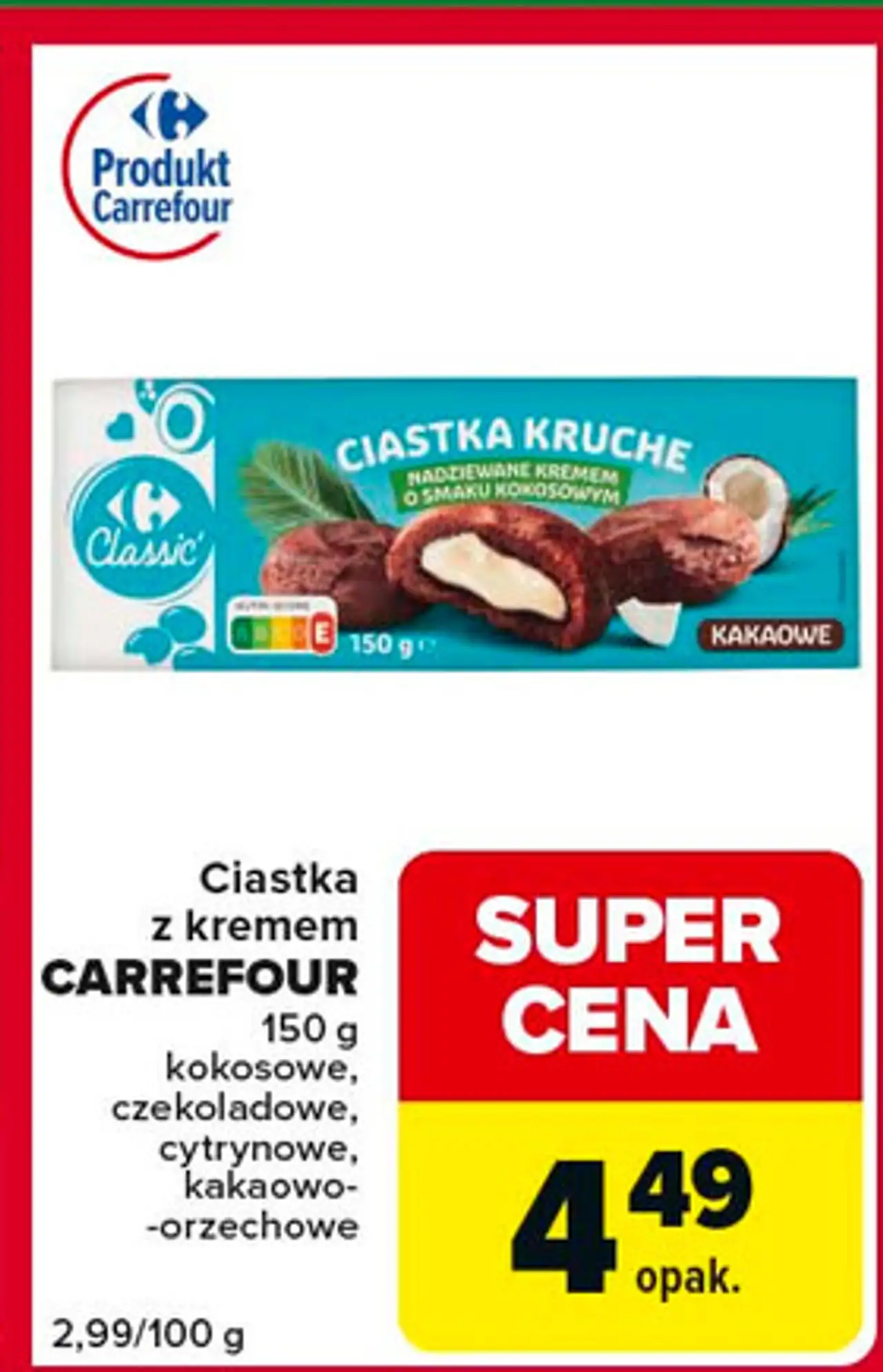 Ciastka kruche z kremem kakaowo-orzechowym Carrefour Classic