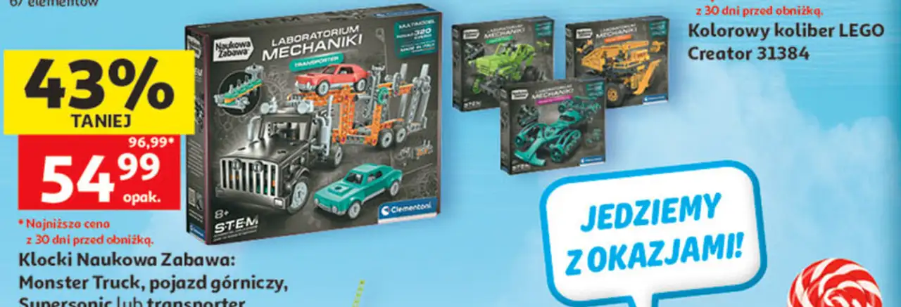Klocki Naukowa Zabawa: Monster Truck, pojazd górniczy, Supersonic lub transporter