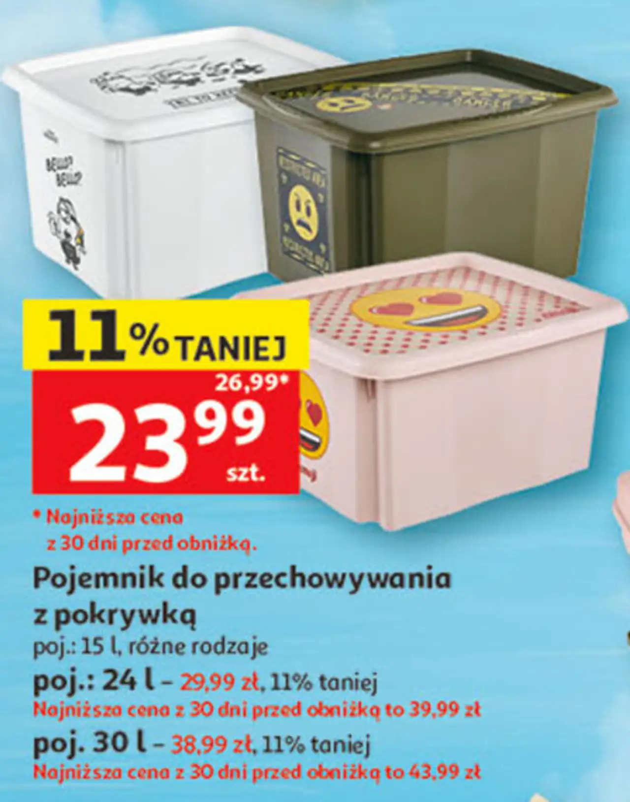 Pojemnik do przechowywania z pokrywką, poj.: 15 l, różne rodzaje