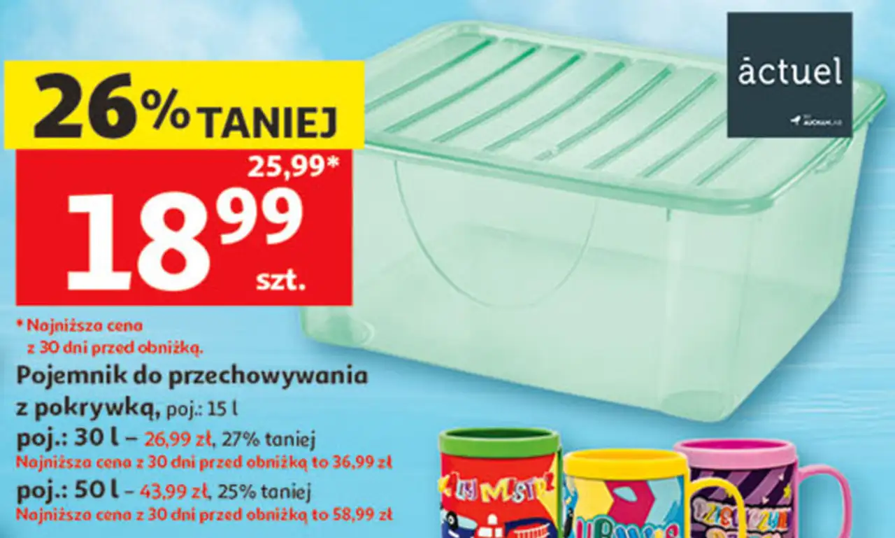 Pojemnik do przechowywania z pokrywką, poj.: 15 l