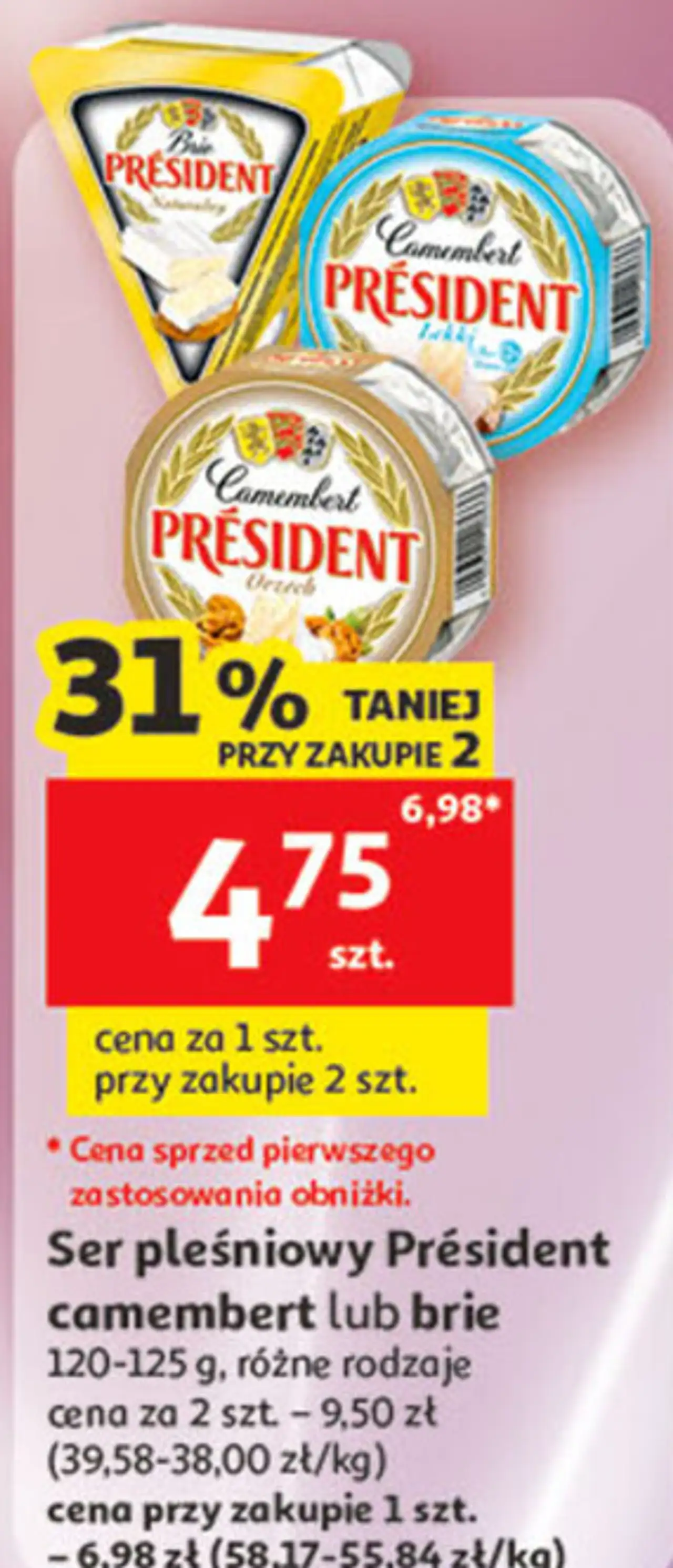 Ser pleśniowy Président camembert lub brie 120-125 g, różne rodzaje