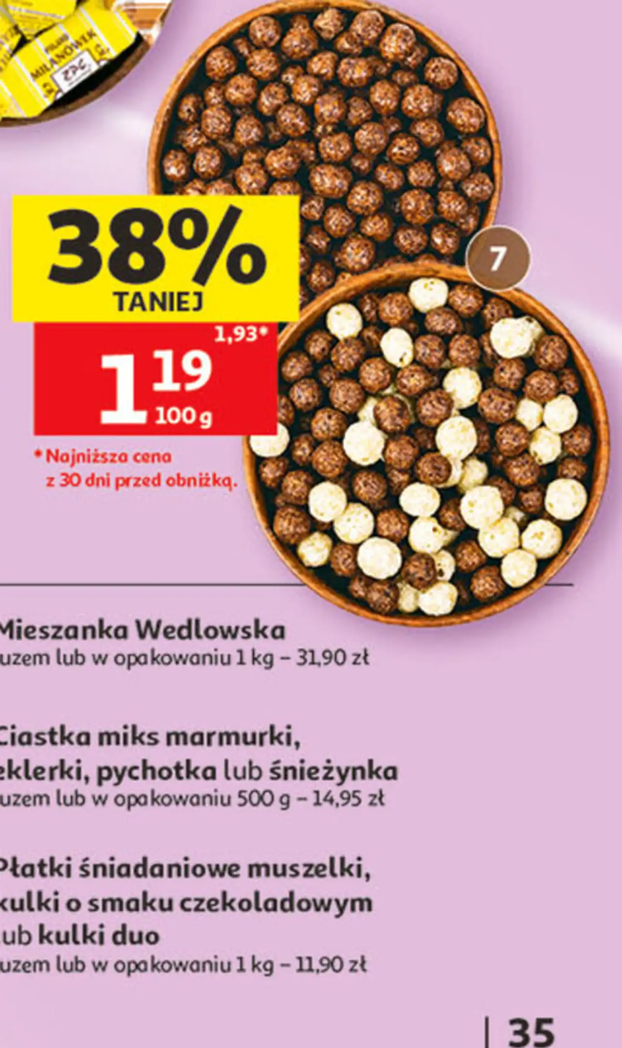 Płatki śniadaniowe muszelki, kulki o smaku czekoladowym lub kulki duo luzem lub w opakowaniu