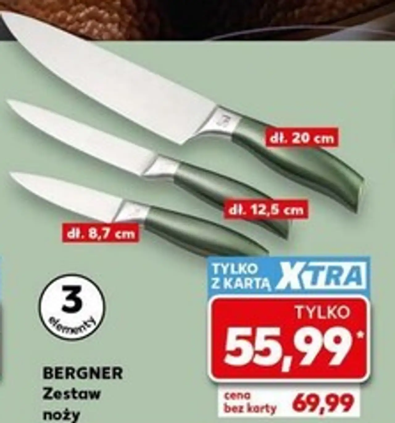 BERGNER Zestaw noży 3 elementy dł. 20 cm dł. 12,5 cm dł. 8,7 cm
