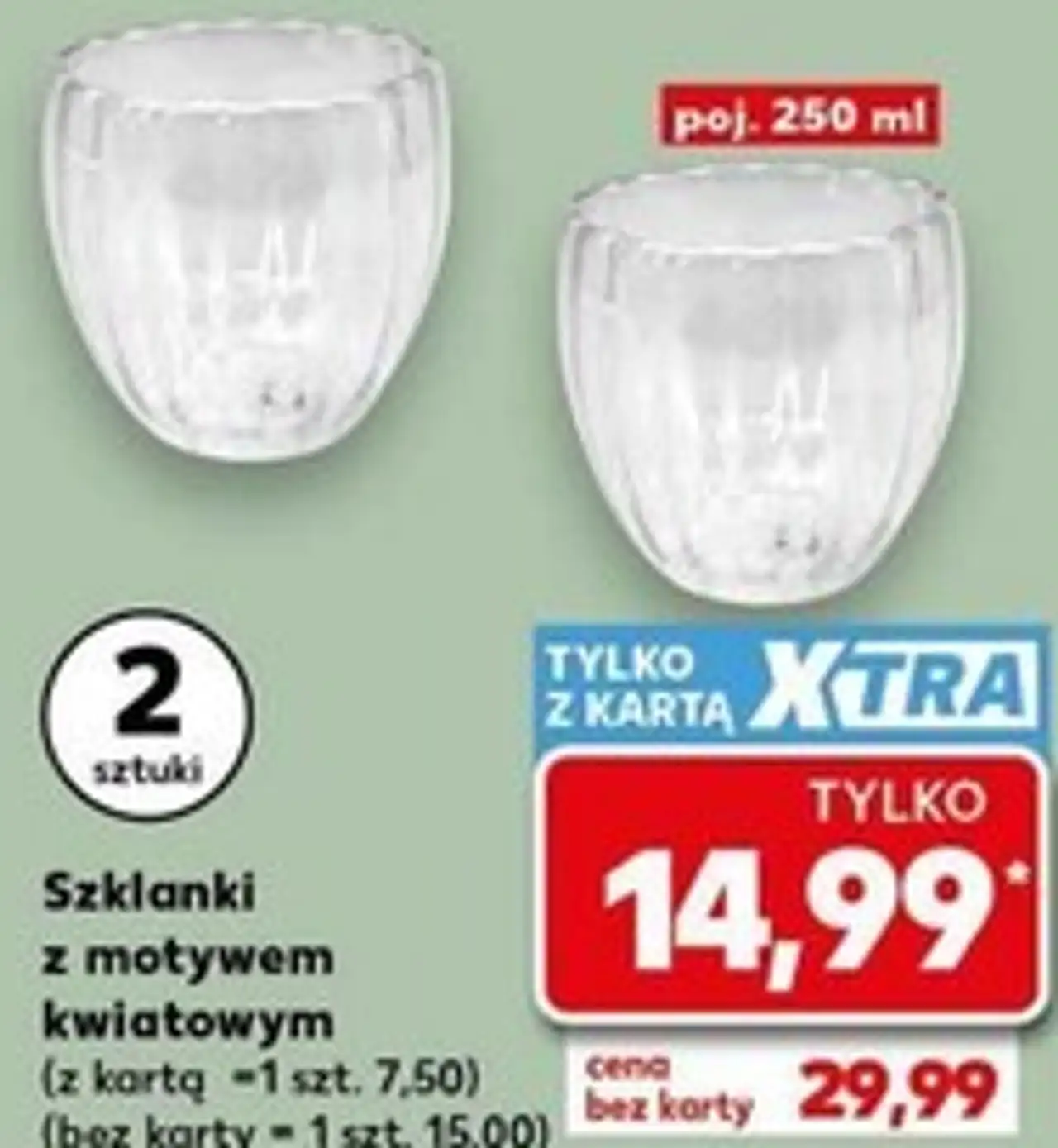 Szklanki z motywem kwiatowym 2 sztuki poj. 250 ml