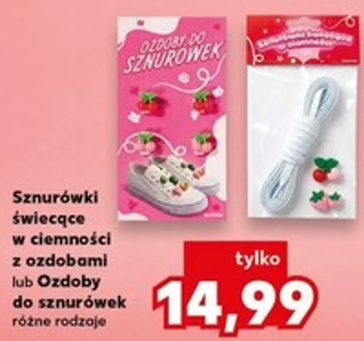 Sznurówki świecące w ciemności z ozdobami lub Ozdoby do sznurówek różne rodzaje