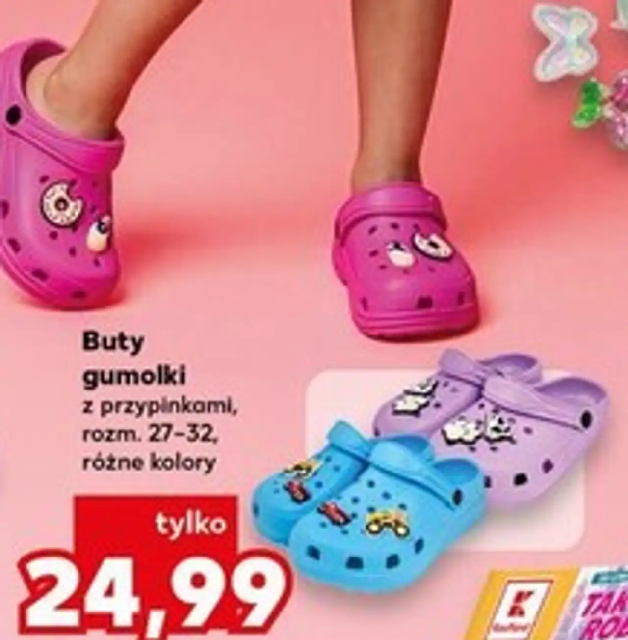 Buty gumolki z przypinkami, rozm. 27-32, różne kolory